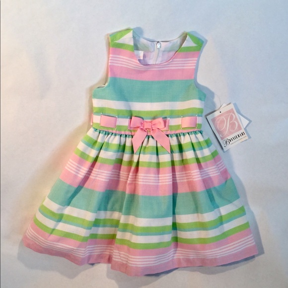 NWT Girls Size 3//6 6//9 18 24 MO Red White Bonnie Baby Striped Dress Diaper Cover